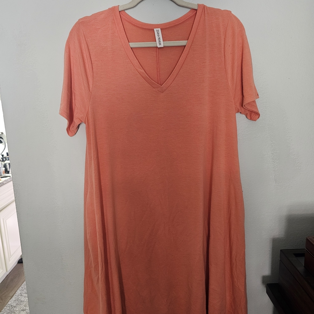 Zenana Outfitters Coral V-Neck Dress